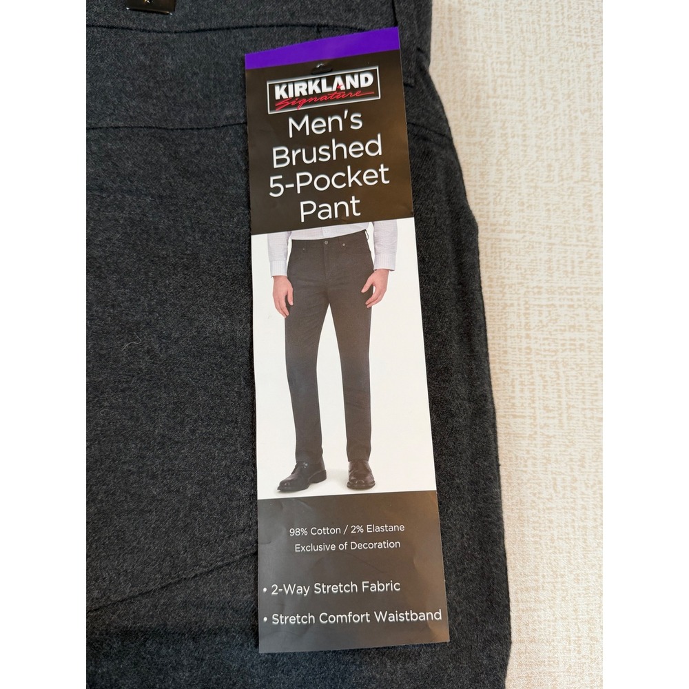 Kirkland Signature Mens Brushed 5-Pocket Pant Gray 40x32 Gorpcore Dad Core Soft
